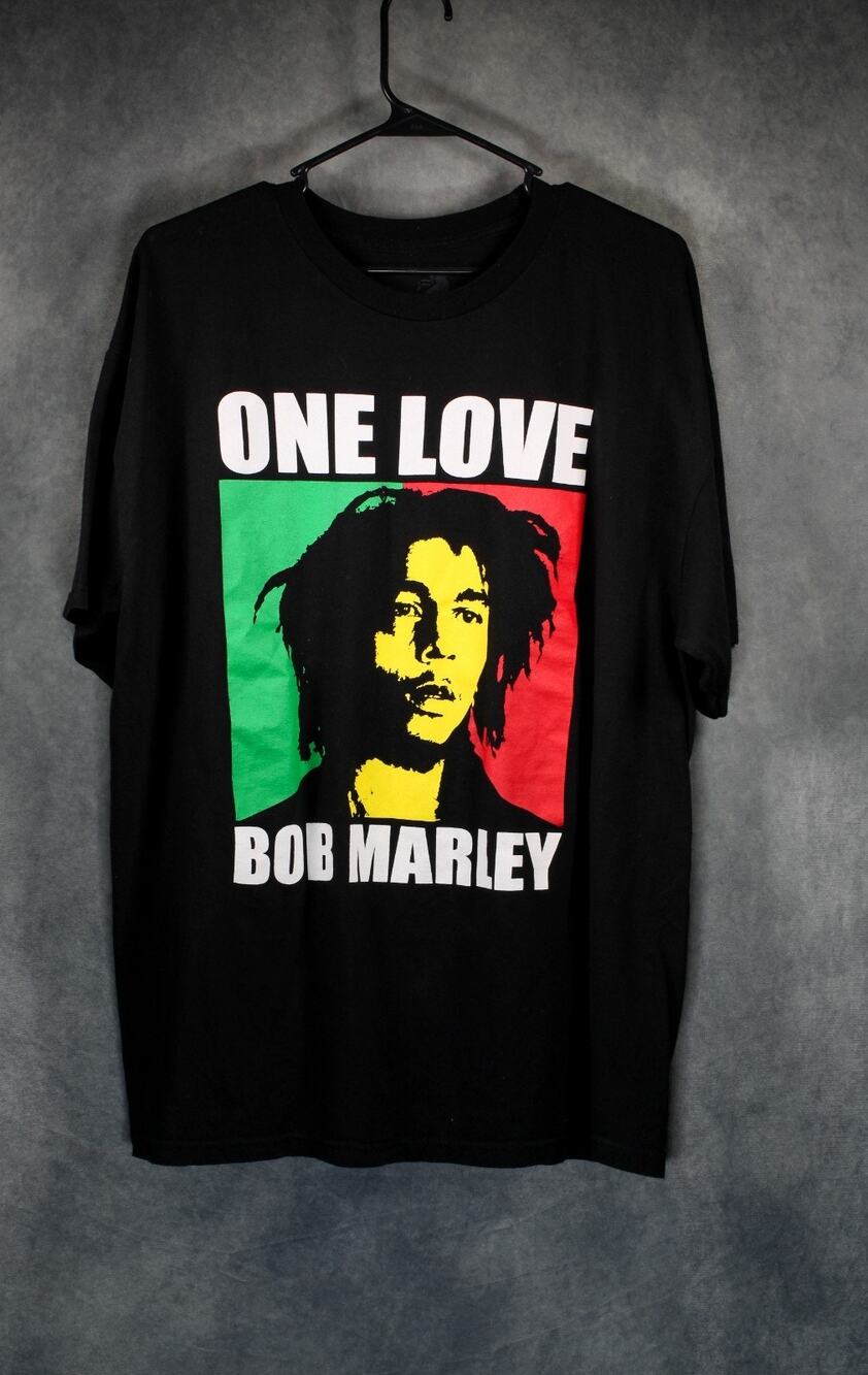 Vintage Bob Marley One Love Reggae Graphic T-Shirt Black Men Size XL